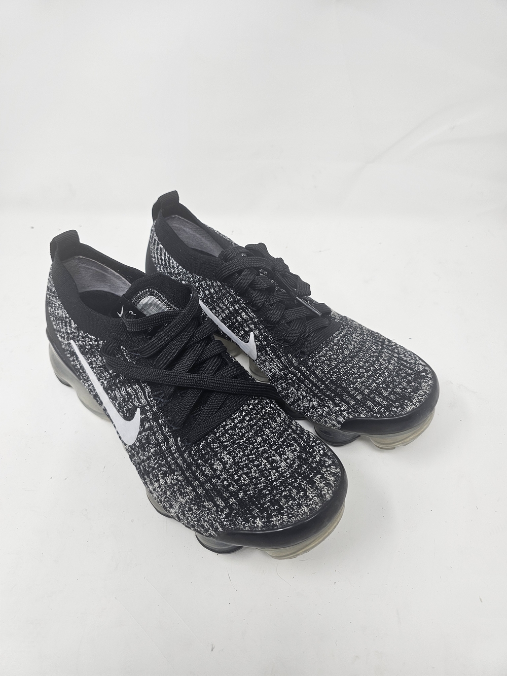 Nike Black and White Flyknit VaporMax Running Shoes